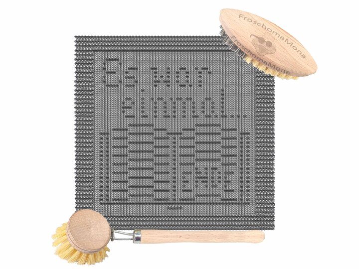 Strickmotiv Deckchen Spültuch „ Märchenbuch “ einfach + gratis Banderolen