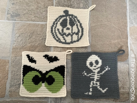 Häkelanleitung Topflappen Set Halloween