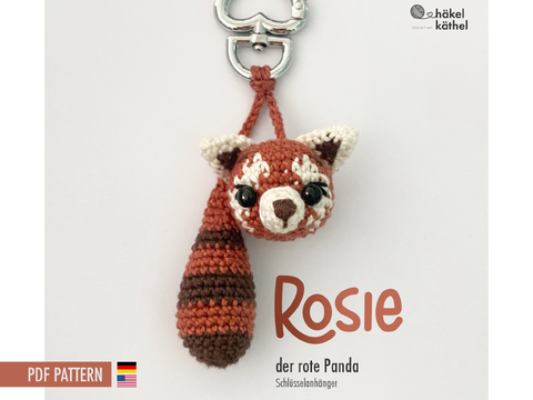Pattern crochet keychain - rosie the red panda