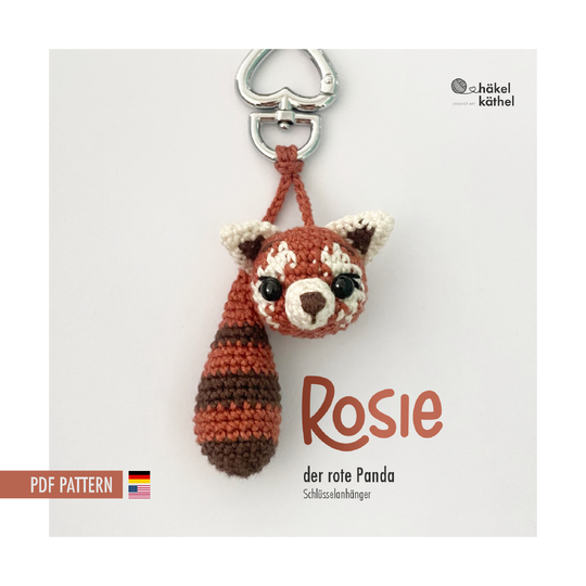 Pattern crochet keychain - rosie the red panda