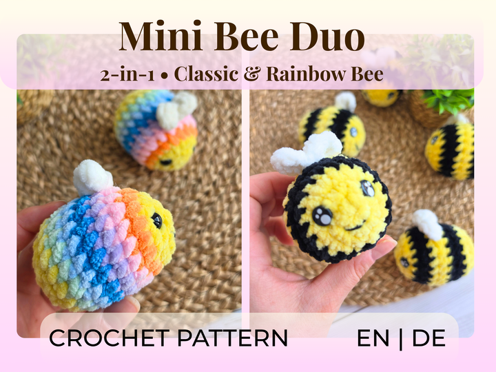 Crochet Bee 2-in-1 – Classic & Rainbow Bee Amigurumi