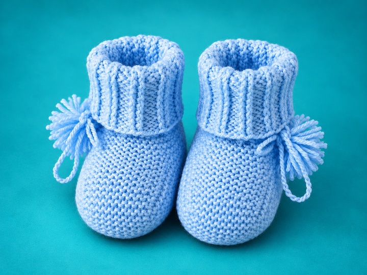 Knitting Pattern Baby Booties with Pompoms PDF