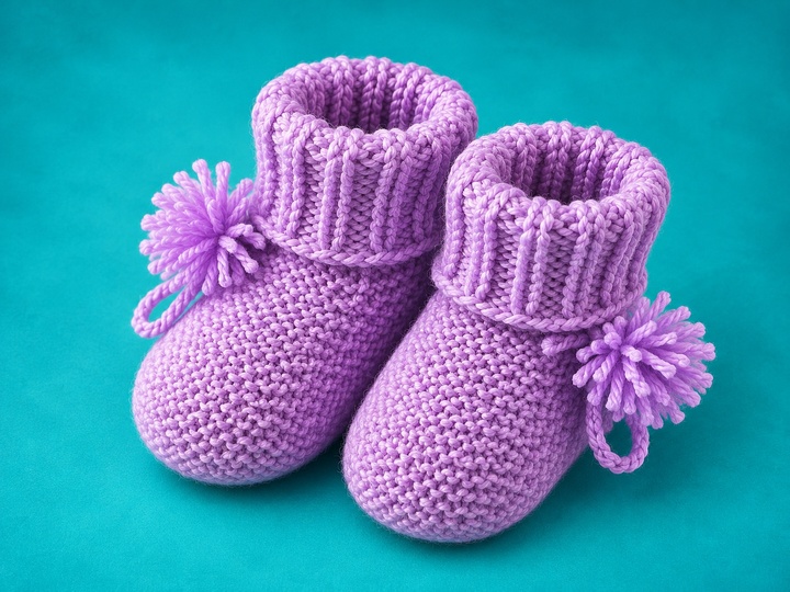 Knitting Pattern Baby Booties with Pompoms PDF