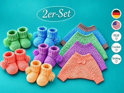 Crochet and Knitting Pattern Baby Bloomers & Booties PDF