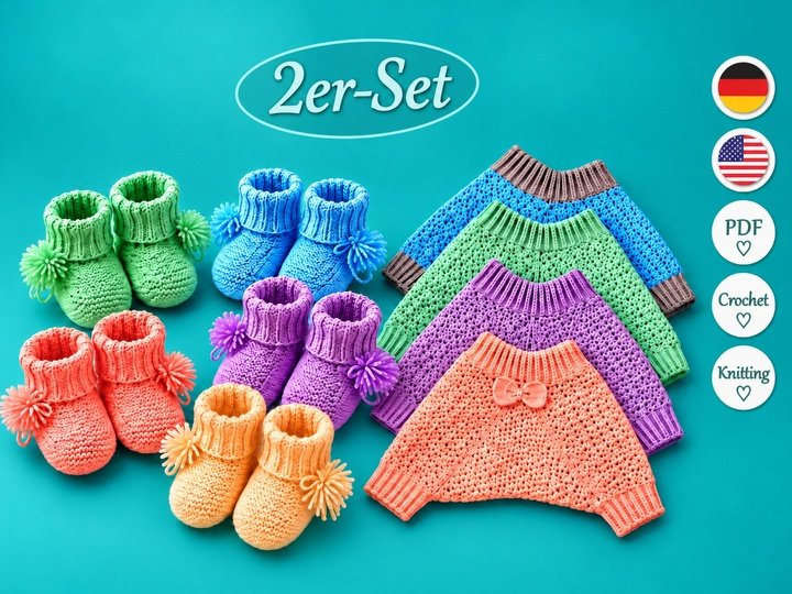Crochet and Knitting Pattern Baby Bloomers & Booties PDF