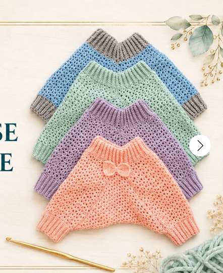 Crochet Baby Harem Pants & Knitted Baby Booties - PDF Set