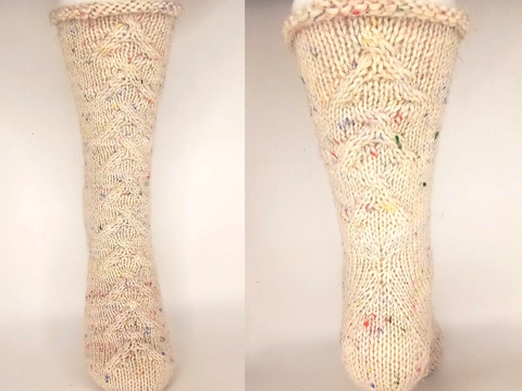 Fixe Quicky Ferse, Zopfmuster, "Kuschelzeit", 6-fach, Toe Up, Gr.34-47