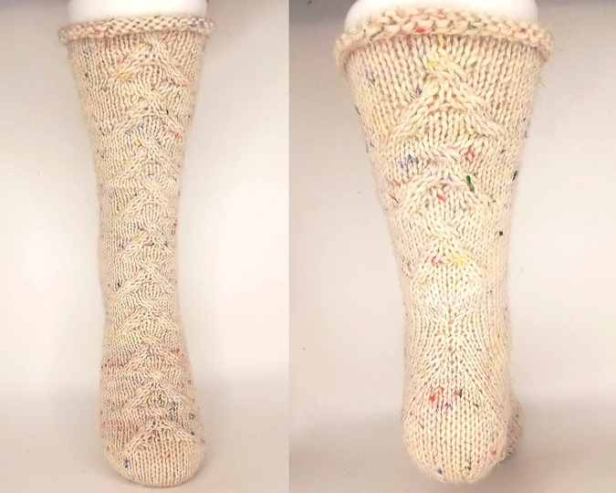 Fixe Quicky Ferse, Zopfmuster, "Kuschelzeit", 6-fach, Toe Up, Gr.34-47