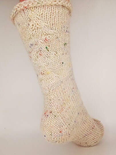 Fixe Quicky Ferse, Zopfmuster, "Kuschelzeit", 6-fach, Toe Up, Gr.34-47