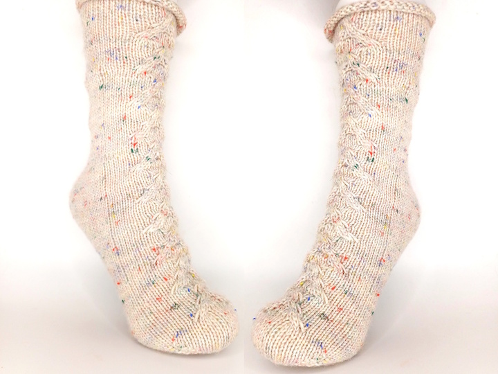 Fixe Quicky Ferse, Zopfmuster, "Kuschelzeit", 6-fach, Toe Up, Gr.34-47