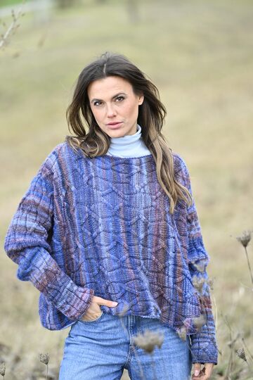 Quergestrickter Zopfpullover (9601365_28)