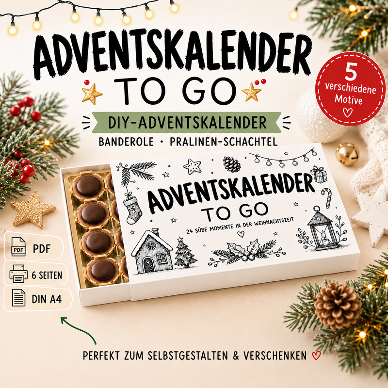 Adventskalender DIY | Banderole für Pralinenschachtel
