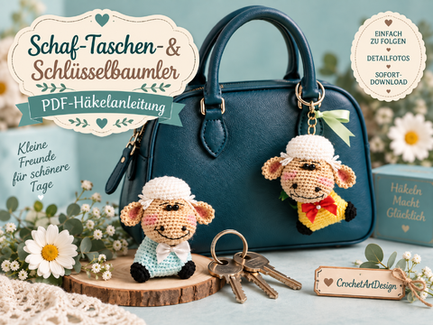 Sheep Bag Charm & Keychain – PDF Crochet Pattern