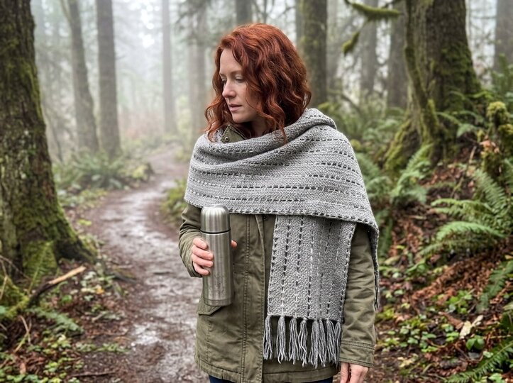 Crochet Pattern Cosy Scarf with Woven Colour Effect