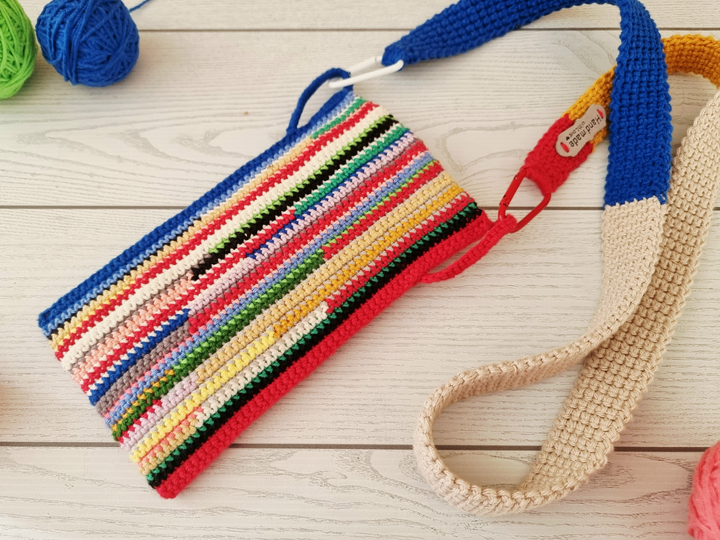 Crochet Pattern Colorful Bag with Shoulder Strap T39