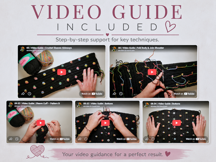 Crochet Pattern Sweater ConFetti #1 | Women S–XL | incl. Video Guide