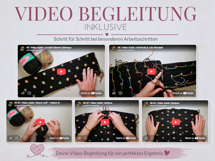 Häkelanleitung Pullover ConFetti #1 | Damen S–XL | inkl. Video-Begleitung
