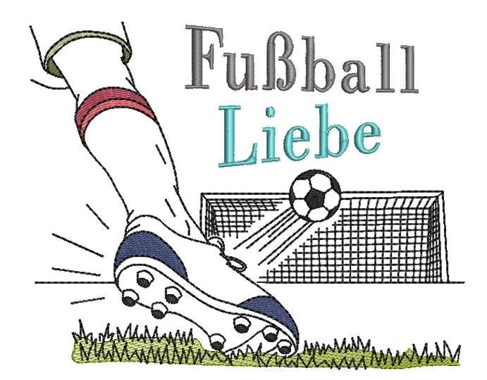 Stickdatei Fußball Fußballtor Redwork SET Mein Zeugnis Fußballliebe