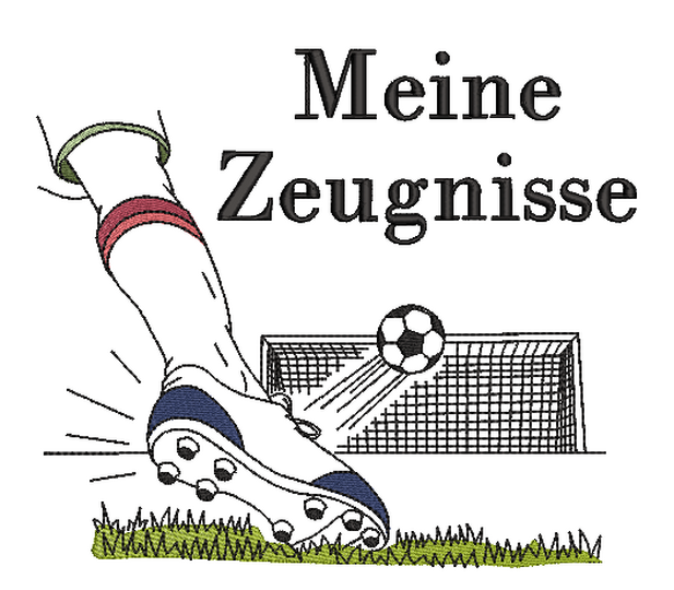 Stickdatei Fußball Fußballtor Redwork SET Mein Zeugnis Fußballliebe