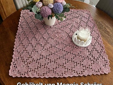 Filet Tischdecke "Rauten", Mitteldecke, für Anfänger geeignet