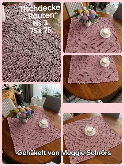 Filet Tischdecke "Rauten", Mitteldecke, für Anfänger geeignet