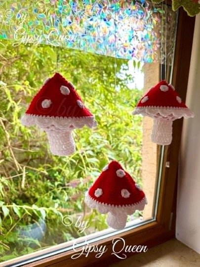 Häkelanleitung Magischer Fliegenpilz , Fliegenpilz Lampe, Leuchtender Pilz