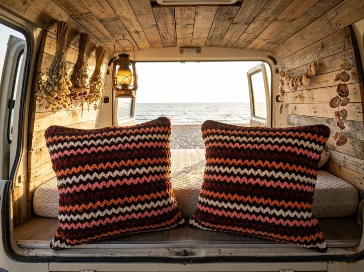 Crochet Pattern Cozy Wave – Textured Chenille Cushion 40x40 cm