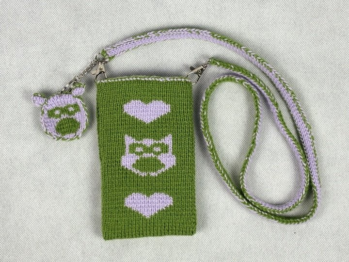 Cell Phone Case 'Trine' – Reversible with Interior Pocket - Double Knitting