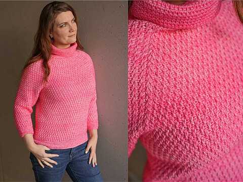 Häkelanleitung Rollkragen Pullover "Maja", RVO Raglan, alle Größen möglich