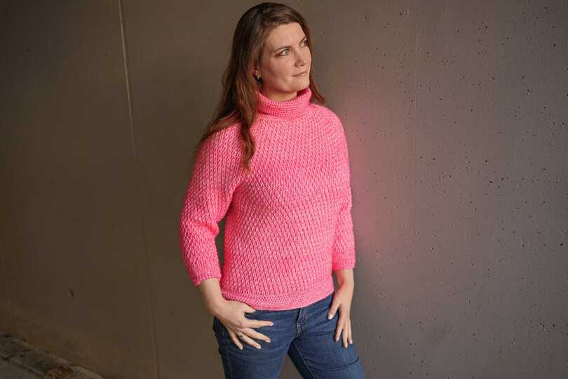 Crochet Pattern – Turtleneck Sweater “Maja”, Top-Down Raglan, all sizes