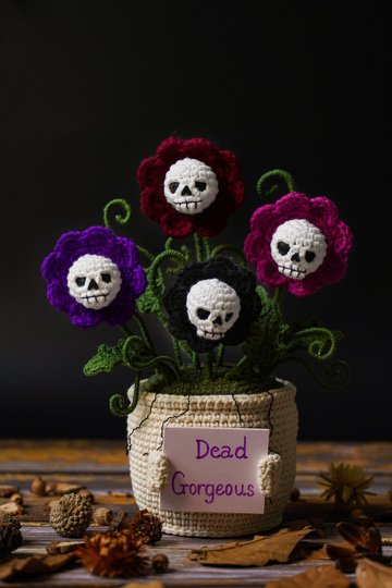 skull flower pot pattern PDF