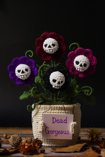 skull flower pot pattern PDF