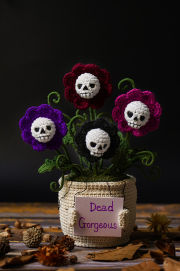 skull flower pot pattern PDF