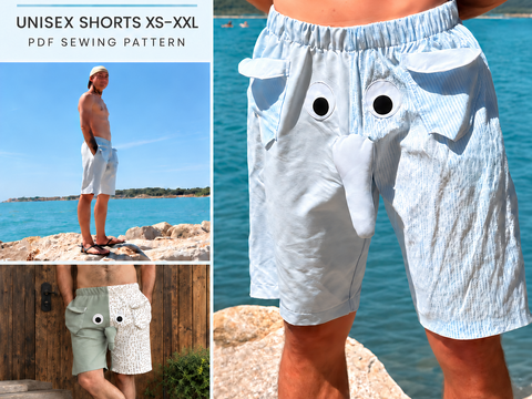 PDF Sewing Pattern Unisex Rüsseli Elephant Shorts XS–XXL for Women and Men