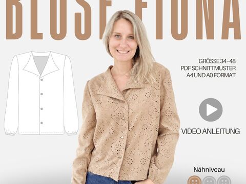 Schnittmuster Bluse Fiona | mit Reverskragen und V-Ausschnitt | Gr. 34-48