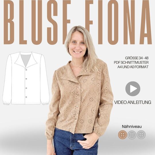 Schnittmuster Bluse Fiona | mit Reverskragen und V-Ausschnitt | Gr. 34-48