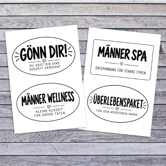 Geschenkkorb Männer Etiketten – 25 lustige Geschenkanhänger zum Ausdrucken
