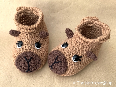Häkelanleitung Babyschuhe Capybara Wasserschwein