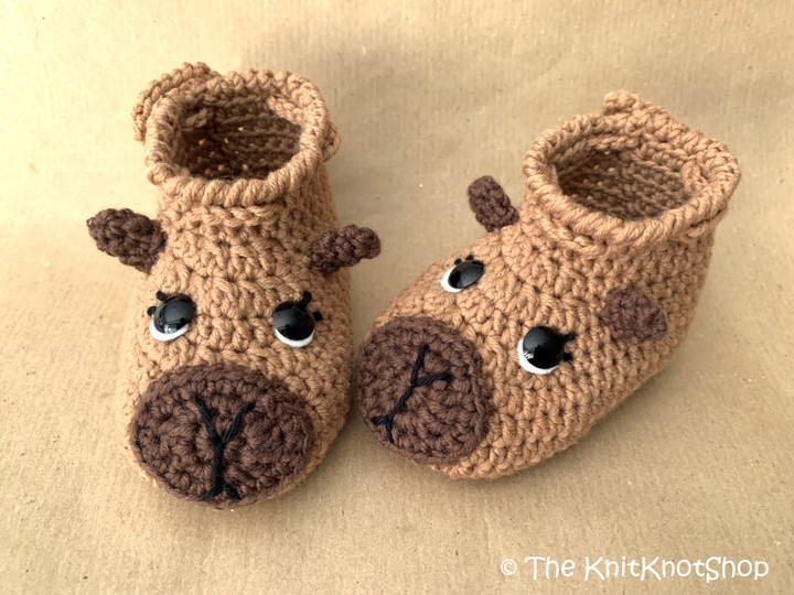 Häkelanleitung Babyschuhe Capybara Wasserschwein