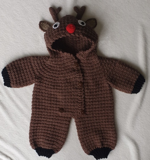 Crochet Pattern Baby Overall Rudolph 2-in-1 Jacket & Romper Cozy Wrap Look