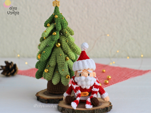 2 in 1 Tiny Santa & Fluffy Christmas Tree Crochet Pattern Bundle