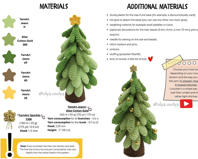2 in 1 Tiny Santa & Fluffy Christmas Tree Crochet Pattern Bundle