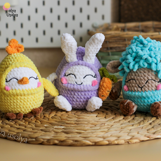 Little Farm Babies 3-in-1 Crochet Pattern - Chick, Bunny & Lamb
