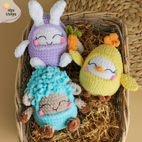 Little Farm Babies 3-in-1 Crochet Pattern - Chick, Bunny & Lamb