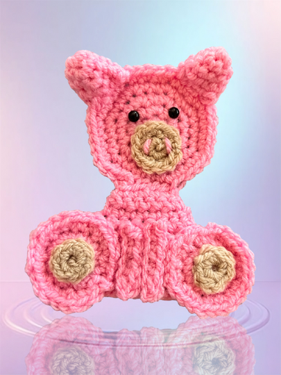 Rosa Schweinchen Applikation 15x14 cm Deko, Applikation, Anhänger häkeln
