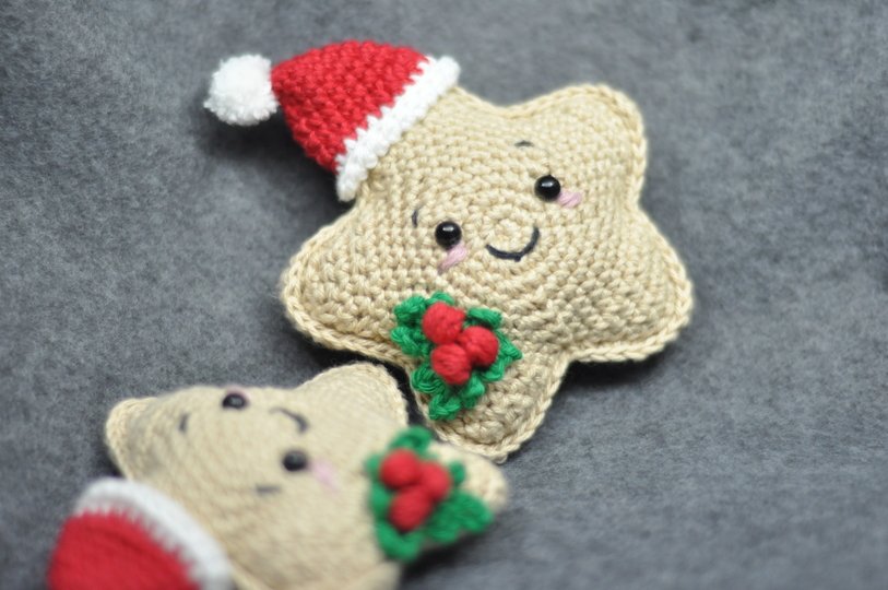Häkelanleitung Weihnachtsstern mit Weihnachtsmütze