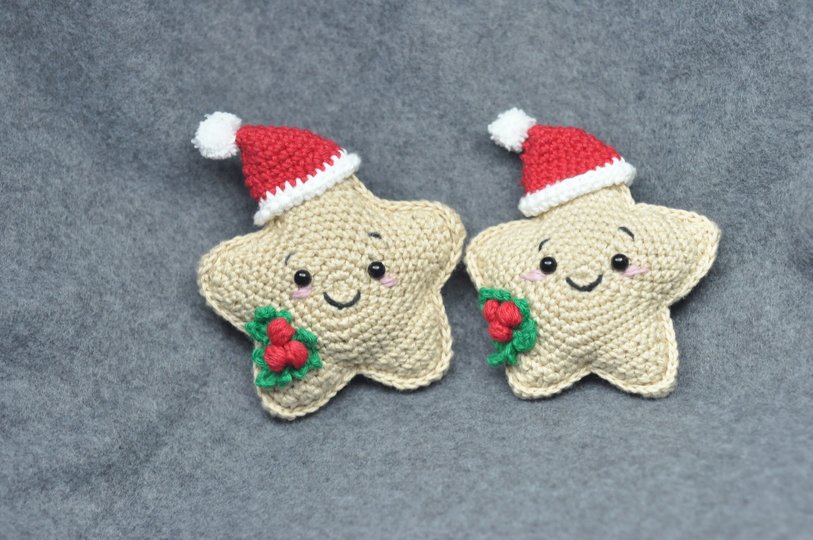 Häkelanleitung Weihnachtsstern mit Weihnachtsmütze