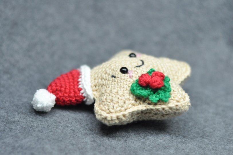 Häkelanleitung Weihnachtsstern mit Weihnachtsmütze