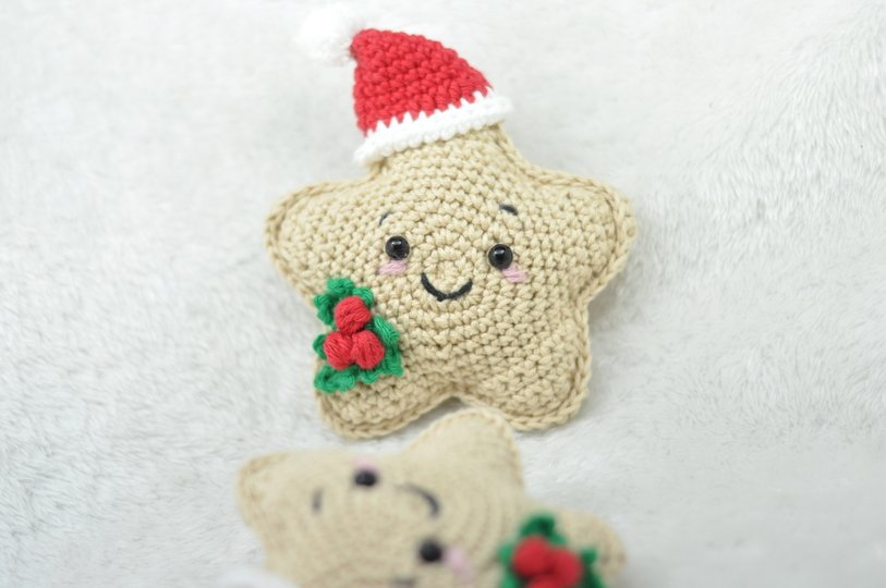 Häkelanleitung Weihnachtsstern mit Weihnachtsmütze