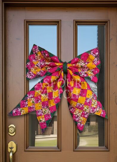DIY Big Patchwork Front Door Bow Sewing Pattern (Video Tutorial)